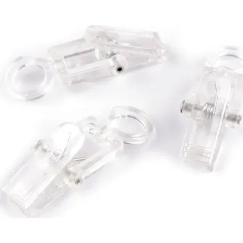Žabky na záclony plastové s háčkem transparent 10 ks