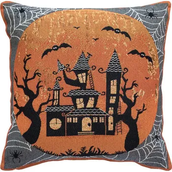 Polštář SCANquilt povlak MOTIV halloween-hrad černooranžová 45 x 45 cm