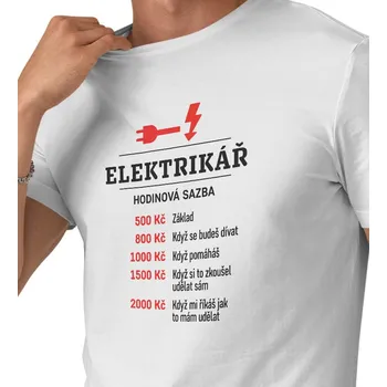 Pánské tričko Pánské triko bílé - Elektrikář 4XL