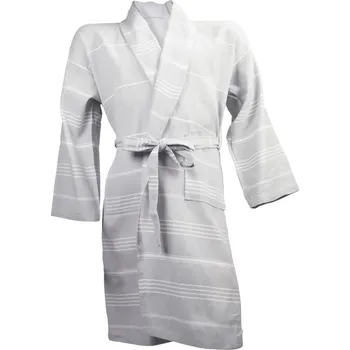 Pánské oblečení Hamam župan Bathrobe light grey-white 2XL/3XL