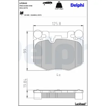 Brzdová destička Sada brzdových destiček, kotoučová brzda DELPHI LP3942