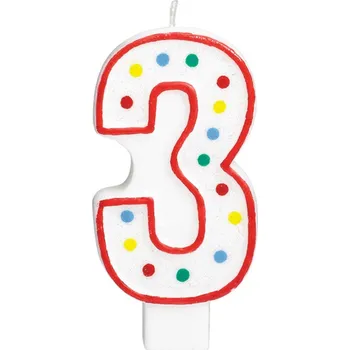 Svíčka Svíčka s číslem červená - 3