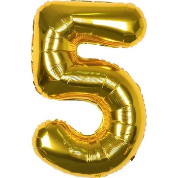 Balónek Fóliový balónek - Číslo 5 zlaté, 80 cm
