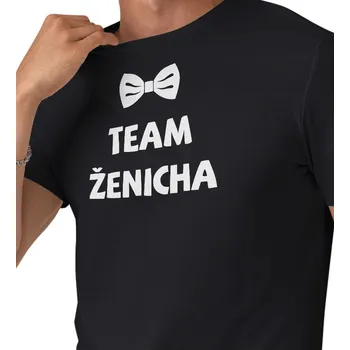 Pánské tričko Pánské černé triko - Team ženicha motýl 4XL