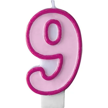 Svíčka Svíčka s číslem růžová - 9