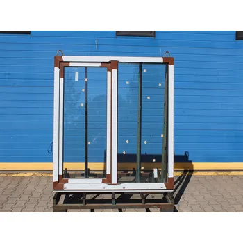 Okno VÝPRODEJ Plastové okno - KNIPPING 70 AD, 1470x1450 mm, FIX/OS sloupek, ořech/bílá + příslušenství a montážní materiál zdarma