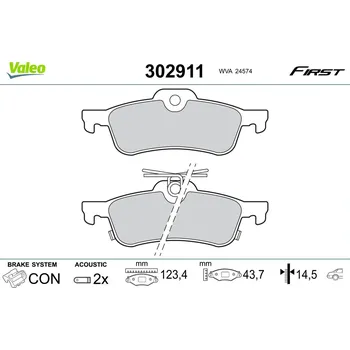 Brzdová destička Sada brzdových destiček, kotoučová brzda VALEO 302911