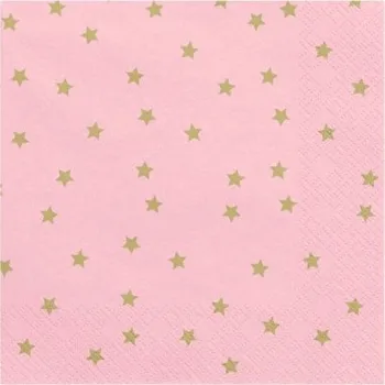 Papírový ubrousek Ubrousek Hvězdičky - růžový 20 ks