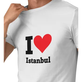Pánské bílé triko s nápisem - I love Istanbul 3XL