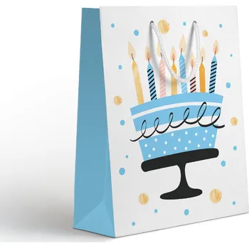 Dárková taška Dárková taška - modrá s dortem