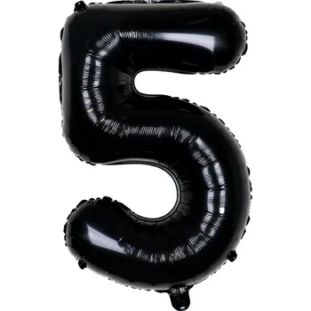 Balónek Fóliový balónek - Číslo 5 černé, 80 cm