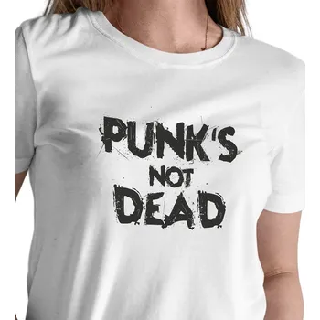 Dámské tričko Dámské triko bílé - Punks not dead XXL