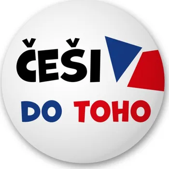 Placka s nápisem Češi do toho - bílá