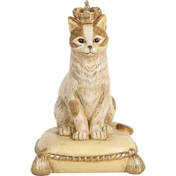 Béžovo-zlatá antik kasička kočka s korunkou - 14*13*12 cm