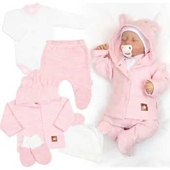 Baby Nellys Pletená sada oblečení pro miminko Star 5dílná růžová Baby Nellys Vel. 74