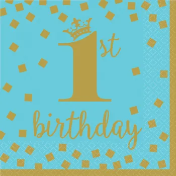 Papírový ubrousek Ubrousky narozeninové - 1st B-day, modré