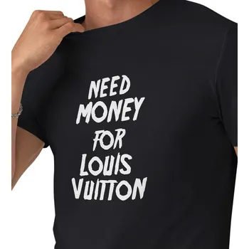 Pánské tričko černé - Need money for Vuitton 4XL