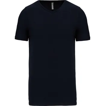 Pánské elastické tričko s výstřihem do V K 3014 navy XL