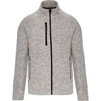 Pánská mikina Pánská melanžová pletená fleecová bunda K 9106 light grey melange 3XL