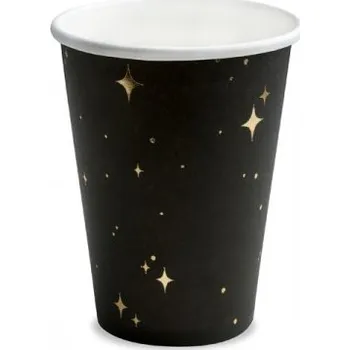 Party nádobí Kelímek černý - zlaté hvězdičky 6 ks