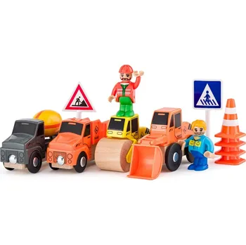 autíčko Woody Sada autíček Stavební stroje k vláčkodráze, mix barev