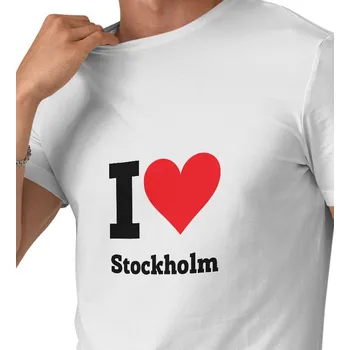 Pánské tričko Pánské bílé triko s nápisem - I love Stockholm XL