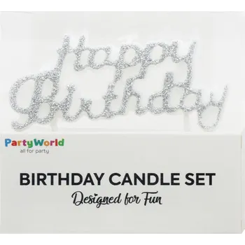 Svíčka Narozeninová svíčka - stříbrná, třpytivá