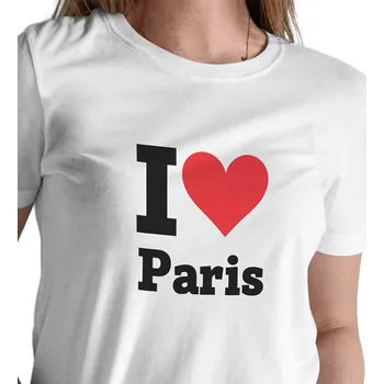 Dámské bílé triko s nápisem - I love Paris 3XL