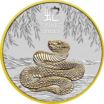 Perth Mint Stříbrná mince 1 oz Lunární série III 2025 Rok hada zlacený