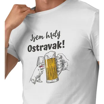 Pánské tričko Pánské bílé triko - Jsem hrdy Ostravak 4XL