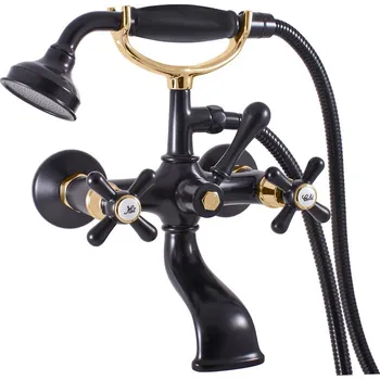 Vodovodní baterie Vodovodní baterie vanová MORAVA RETRO, Barva: černá matná/zlato, Rozměr: 150 mm
