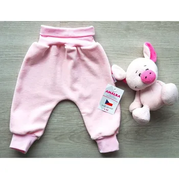 AMÁLKA Plyšové rostoucí kalhoty, růžové Velikost: 68