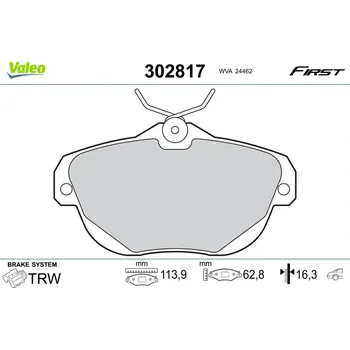 Brzdová destička Sada brzdových destiček, kotoučová brzda VALEO 302817