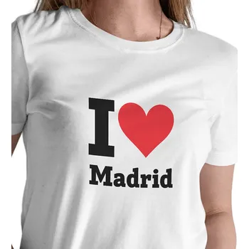 Dámské tričko Dámské bílé triko s nápisem - I love Madrid M