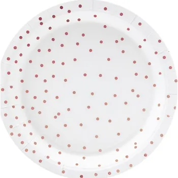 Talíř Talíř bílý - růžové puntíky 6 ks