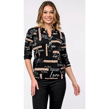 Dámská halenka Košilová černohnědá dámská halenka s légou 806 velikost 2XL