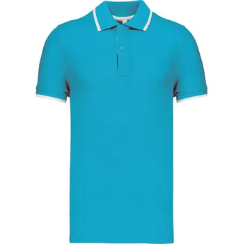 Pánská móda Pánské kontrastní piqué polo K 245 light turquoise-white-navy XXL