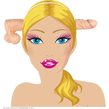 Karnevalový doplněk Penis skrz hlavu na čelence