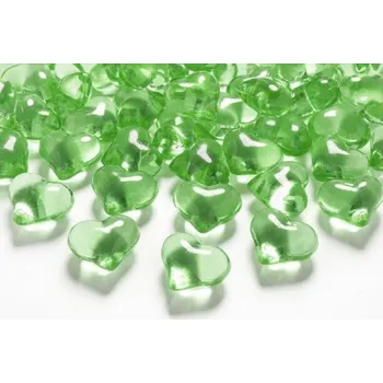 Svatební dekorace Dekorativní krystalky srdíčka - světle zelené