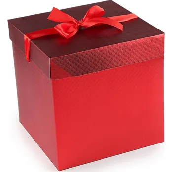 Dárková krabice s mašlí metalická červená 1 ks