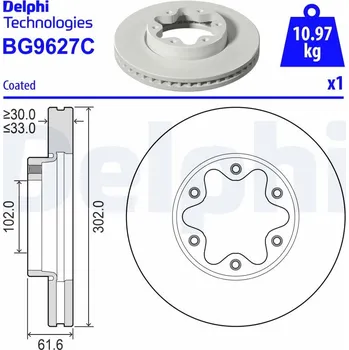 Brzdový kotouč Brzdový kotouč DELPHI BG9627C