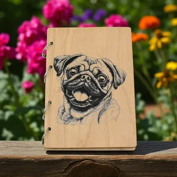 art-wood.cz Dřevěný zápisník - Mops
