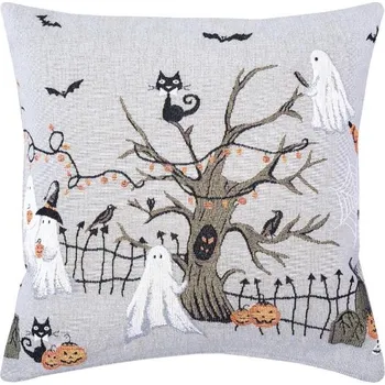 Polštář SCANquilt povlak MOTIV halloween-duch šedočerná 45 x 45 cm