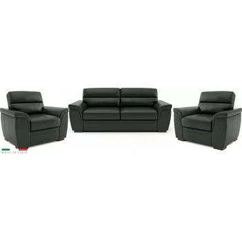 Sedací souprava Kožená sedací souprava ROSSO II 3+1+1, zelená (green 321)