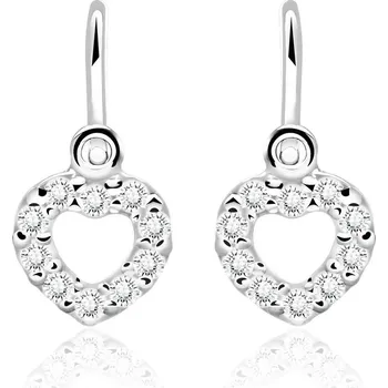 Náušnice Emmy’s | Dětské náušnice s diamanty | z bílého zlata | srdíčka | briliant | zapínání brizura | EM 35005D |