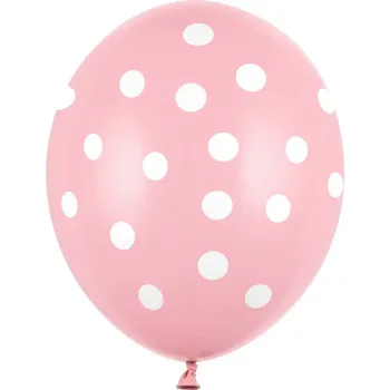 Balónek Světle růžový pastelový balónek s bílými puntíky - 6 ks
