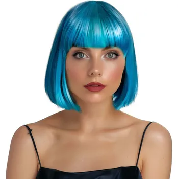 Karnevalová paruka Paruka mikádo s ofinou, modrá