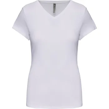 Dámské tričko Dámské elastické tričko s výstřihem do V K 3015 white M