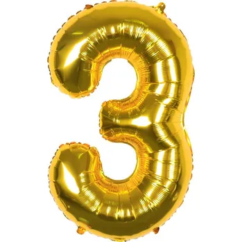 Balónek Fóliový balónek - Číslo 3 zlaté, 80 cm