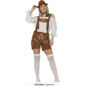 Karnevalový kostým Tyrolské kraťasy + kšandy hnědé, Dámský kostým L